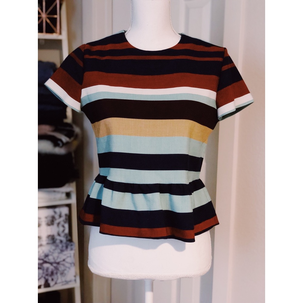 Retro Vibes!! Zara Striped Peplum Top